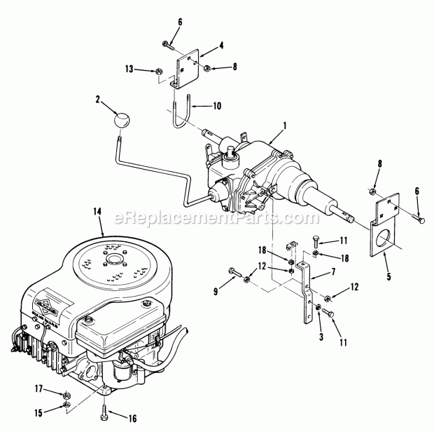 Toro 82-08BP01 (1978) Lawn Tractor Engine and Transmission Diagram