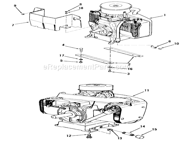 Toro 91-16OS01 (1979) Lawn Tractor Engines And Mounting Hardware Diagram