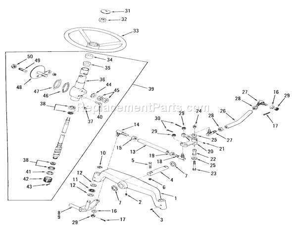 Toro 91-16OS01 (1979) Lawn Tractor Front Axle And Steering Diagram