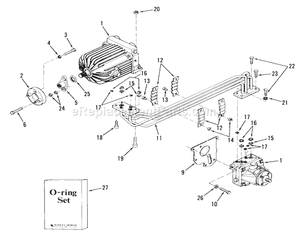 Toro 91-16OS01 (1979) Lawn Tractor Hydrostatic Transmission, Coupling And Manifold Diagram