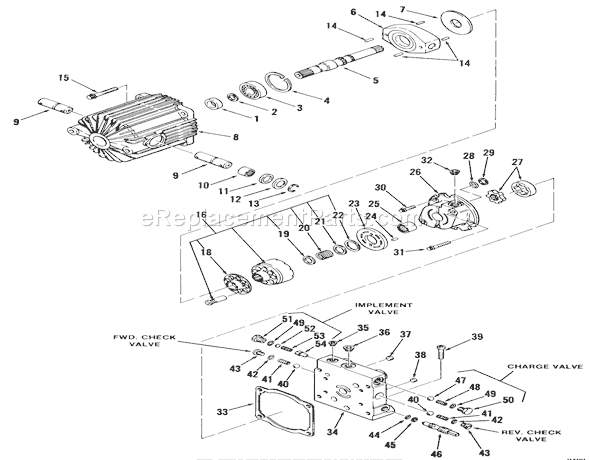 Toro 91-16OS01 (1979) Lawn Tractor Hydrostatic Transmission-Pump Section Diagram