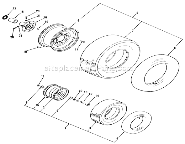 Toro 91-16OS01 (1979) Lawn Tractor Wheels And Tires Diagram