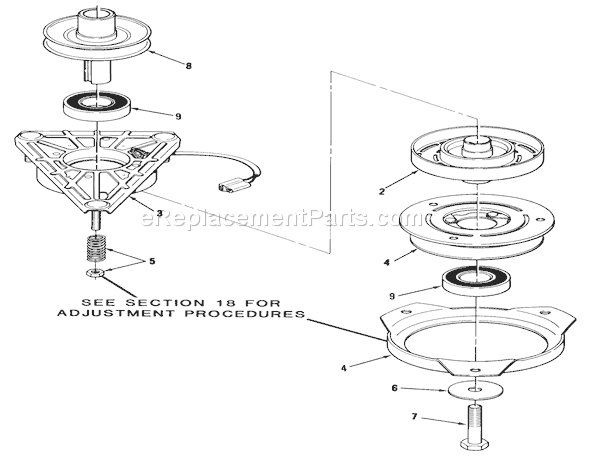 Toro A2-12KE02 (1000001-1999999)(1991) Lawn Tractor Engine Pulley & Pto Clutch Assembly Diagram