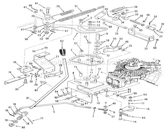 Toro A2-12KE02 (1000001-1999999)(1991) Lawn Tractor Transmission Linkage Assembly (212-H) Diagram