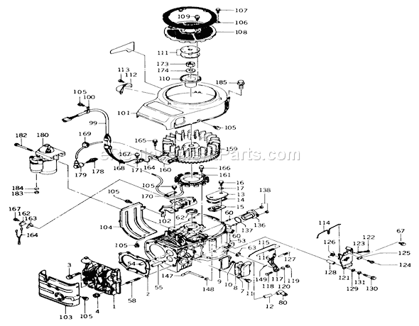 Toro A2-12KE02 (1000001-1999999)(1991) Lawn Tractor Cylinder, Flywheel, Covers & Linkage Diagram