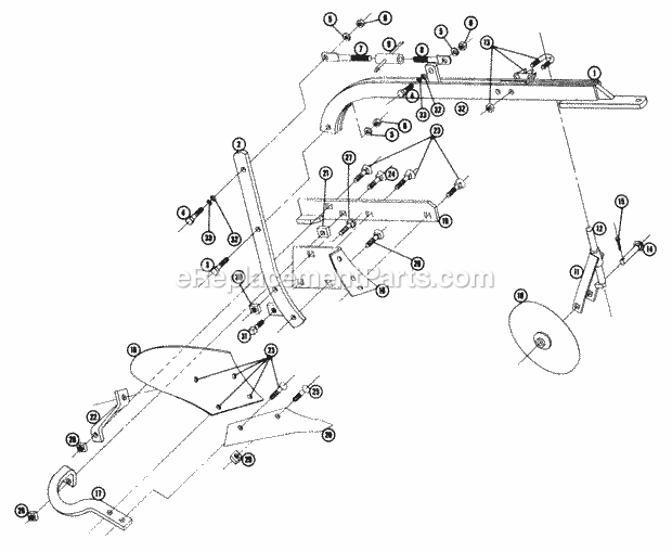 Toro AC-675 (1965) Cultivator Plow and Coulter Pp-1064 Parts List Diagram