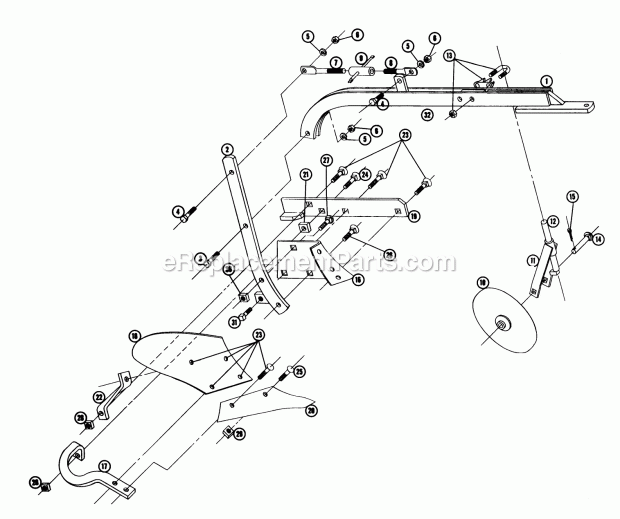 Toro AC-67 (1960) Cultivator Plow & Coulter Pp-10hd Parts List Diagram