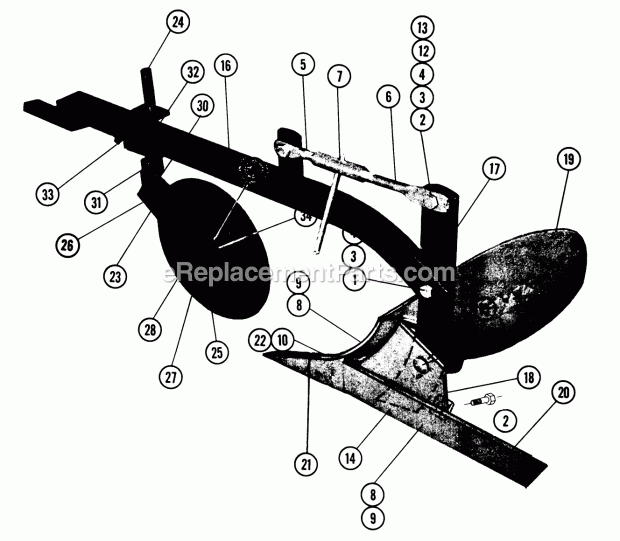 Toro AC-6 (1960) Cultivator Parts List for Pp-87 Plow Diagram