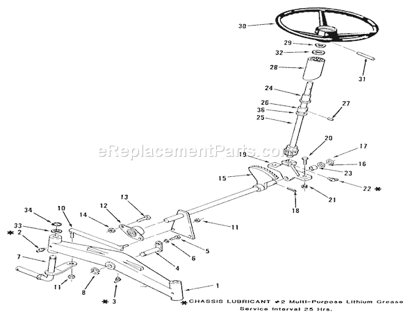 Toro B1-16O802 (1989) Lawn Tractor Front Axle And Steering Diagram