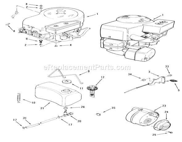 Toro B2-11B392 (1987) Lawn Tractor Engine, Fuel & Exhaust Systems Diagram