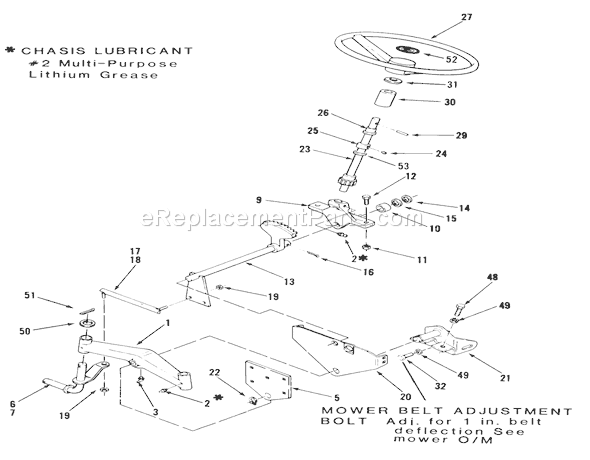 Toro B2-11B392 (1987) Lawn Tractor Front Axle And Steering (Mower Hanger) Diagram