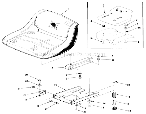 Toro B2-11B392 (1987) Lawn Tractor Seat And Suspension Diagram