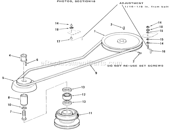 Toro B2-11B392 (1987) Lawn Tractor Drive Belt And Pulleys Diagram