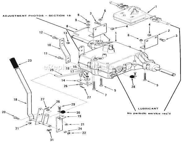 Toro B3-08B303 (1986) Lawn Tractor Mechanical Transmission Diagram