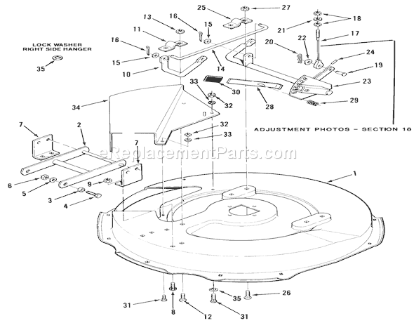 Toro B3-08B303 (1986) Lawn Tractor Mower Deck And Front Mount Diagram