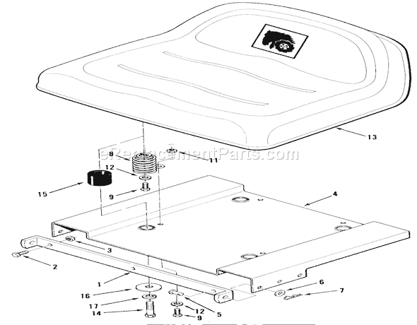 Toro B3-08B303 (1986) Lawn Tractor Seat And Suspension Diagram