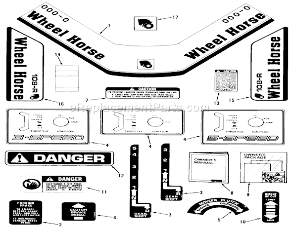 Toro B3-08B303 (1986) Lawn Tractor Decals And Miscellaneous Diagram