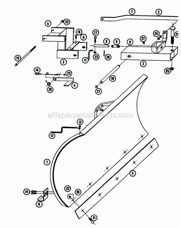 Toro BD-4261 (1961) 42-in. Snow/dozer Blade Parts List for Bd-4261 Diagram