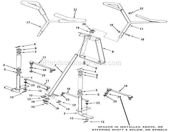 Toro C3-12K501 (1987) Lawn Tractor Front Axle And Steering Diagram