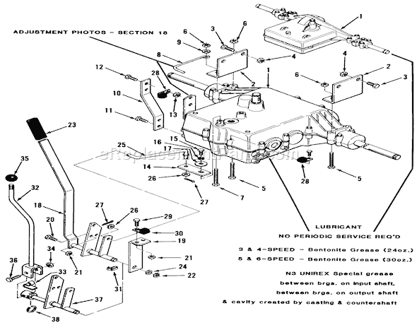 Toro C3-12K501 (1987) Lawn Tractor Mechanical Transmission Diagram
