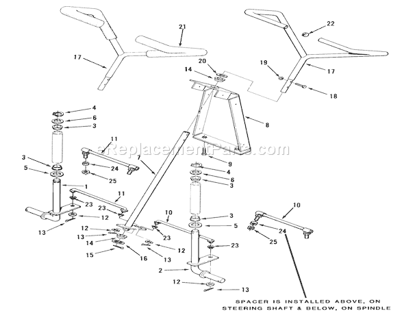 Toro C3-12K502 (1988) Lawn Tractor Front Axle And Steering Diagram