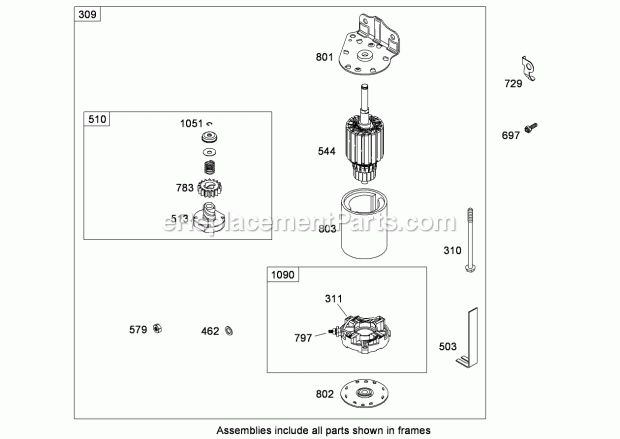 Toro CODE135E (135E280000001-135E280999999) Rt380h Recycling Mower, 2008 Starter Assembly Briggs and Stratton Model 31e777-0130-E1 Diagram