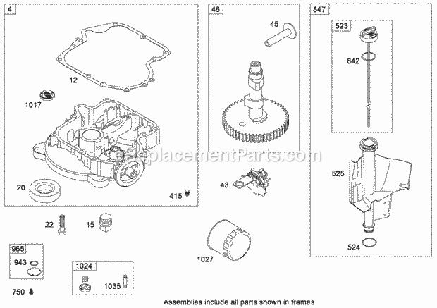 Toro CODE135E (135E280000001-135E280999999) Rt380h Recycling Mower, 2008 Crankcase Assembly Briggs and Stratton Model 31e777-0130-E1 Diagram