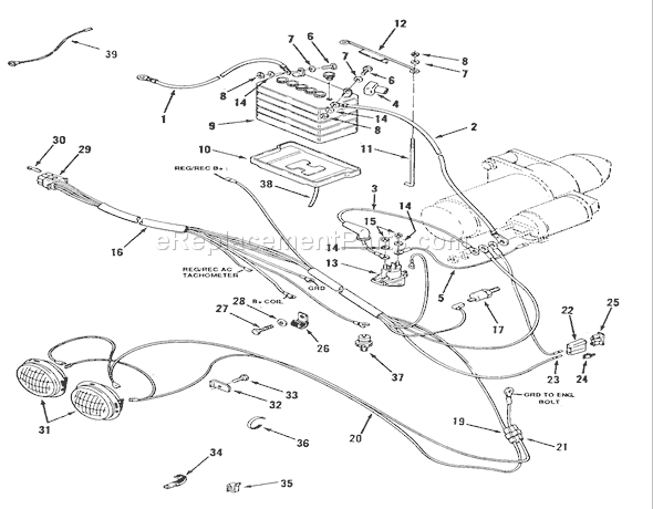 Toro E1-18OE02 (1989) Lawn Tractor Page H Diagram
