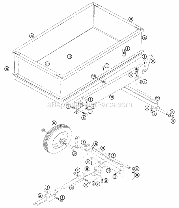 Toro FS-365 (1965) 36-in. Spreader Parts List for Uw-64 Diagram