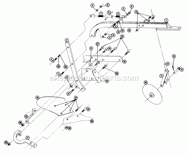 Toro FS-36 (1960) 36-in. Spreader Plow and Coulter Pp-1064 Parts List Diagram