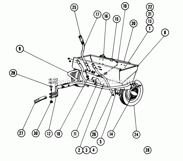 Toro FS-36 (1960) 36-in. Spreader Parts List Diagram