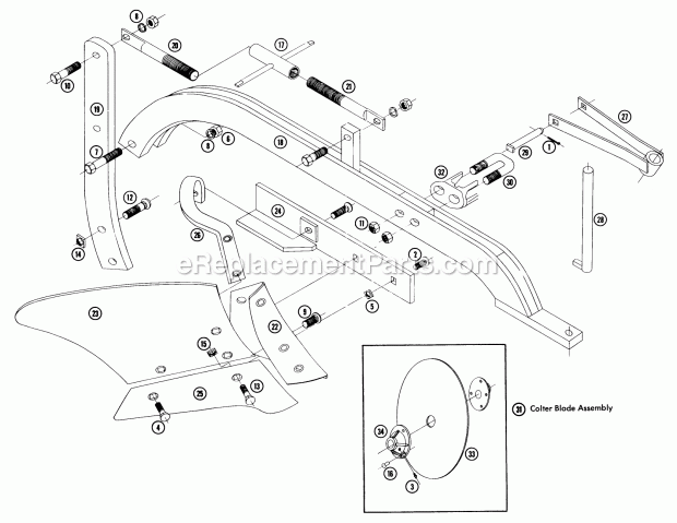Toro LR-24 (1960) 24-in. Lawn Roller Plow & Coulter Pp-101 Parts List Diagram