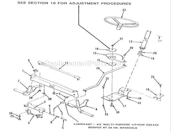 Toro R2-12BE01 (1990) Lawn Tractor Front Axle And Steering Diagram