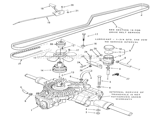 Toro R2-12BE01 (1990) Lawn Tractor Hydrostatic Transaxle Diagram