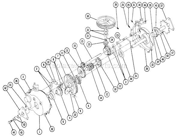 Toro RE-66 (1966) Lawn Tractor Lawn Skiff Transmission 5056 Parts List Diagram