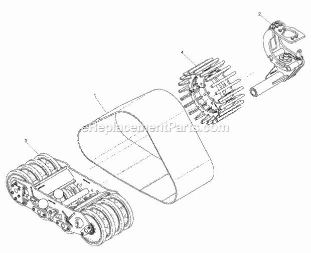 Toro RT1200 (2009-2012) Trencher, 2010 Front Left / Rear Right Track Assembly Diagram