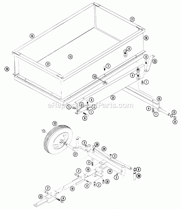 Toro WT-30 (1960) 30-in. Tiller Parts List for Uw-64 Diagram