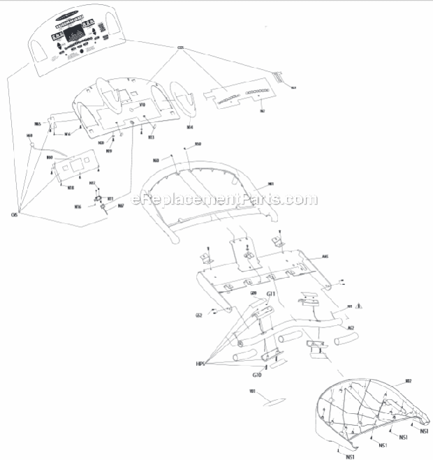 Vision Fitness T9250 (TM244-Premier-TC176W)(2007) Treadmill - Folding Console Diagram