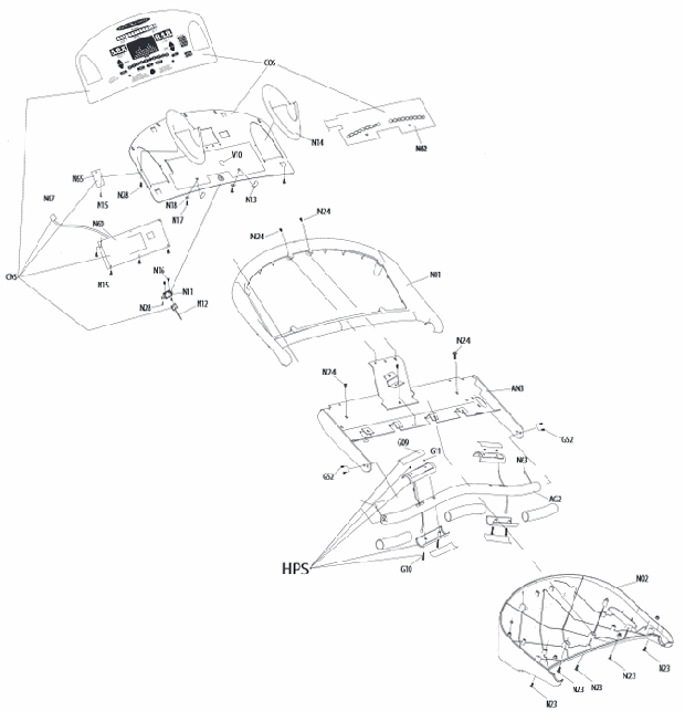 Vision Fitness T9500 (TM241-Deluxe-TC173W)(2007) Treadmill - Non-Folding Console Diagram