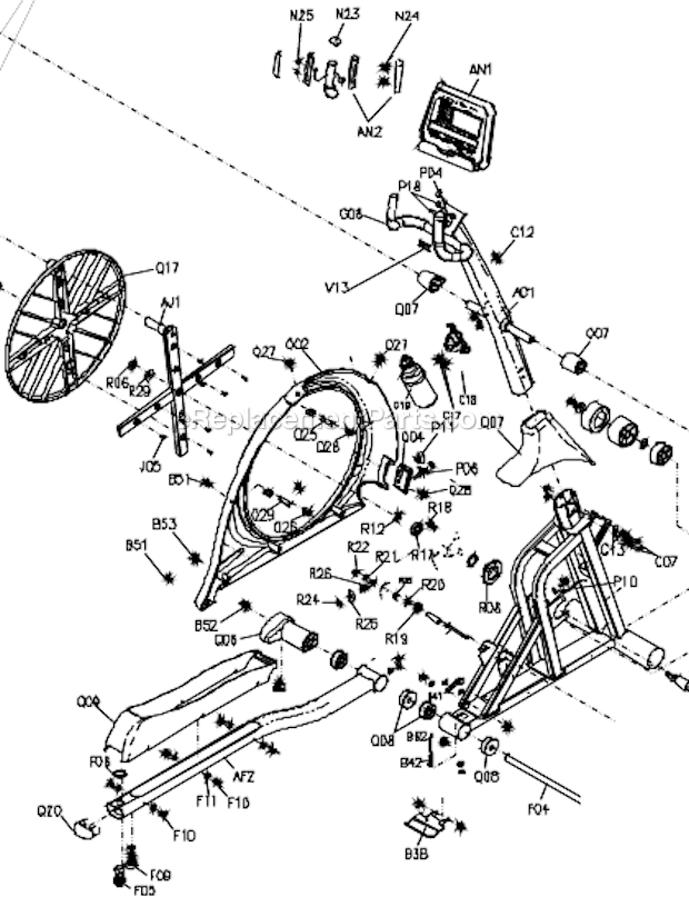 Vision Fitness X6200HRT (EP34B)(2004) Elliptical - Traditional Page B Diagram