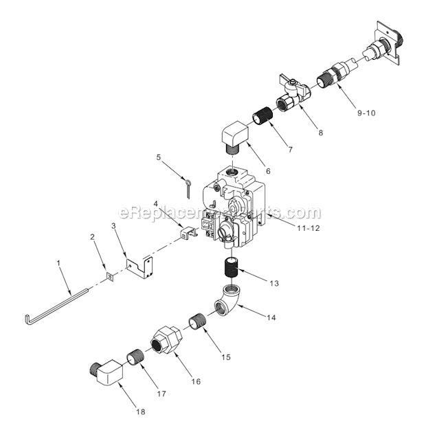 Vulcan 1GR45M (ML-136408) 1GR Series Fryer Stand Alone Gas Valve (Previous Construction) Diagram