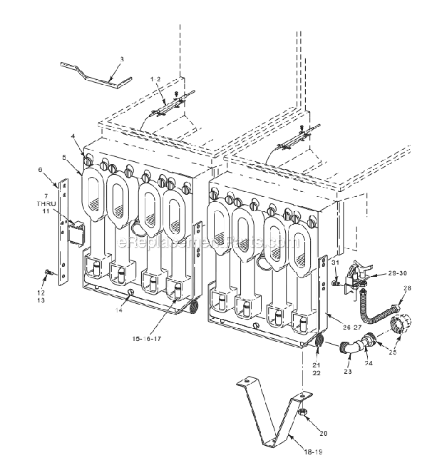 Vulcan 4GR85CF (ML-136666) Gas Fryer Burner Components Diagram