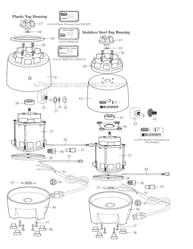 Waring 35BL49 Blender Page B Diagram