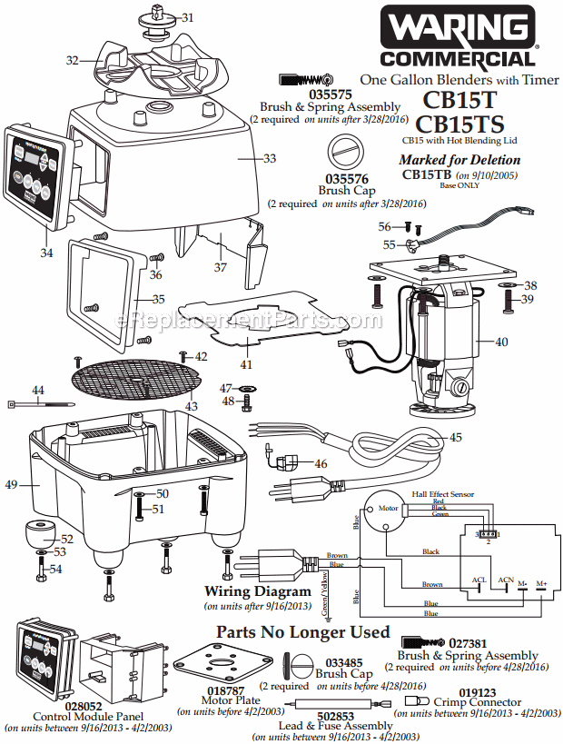 Waring CB15 Parts Diagram