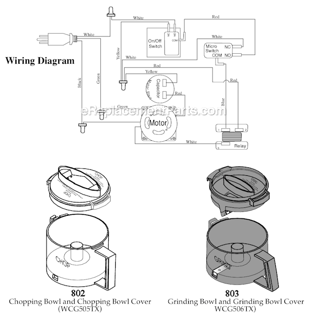 Waring WCG75PH Food Processor Page B Diagram