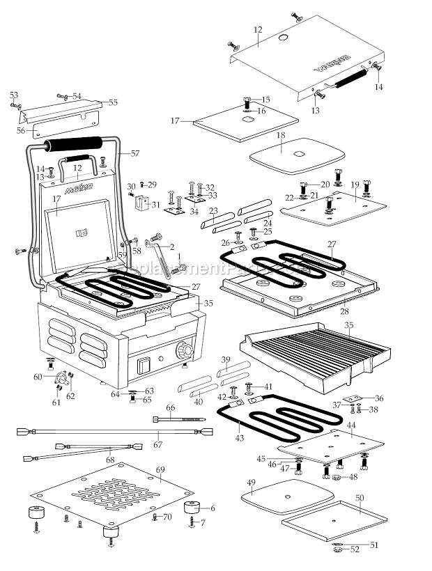 Waring WPG150 (120V) Panini Grill Page B Diagram