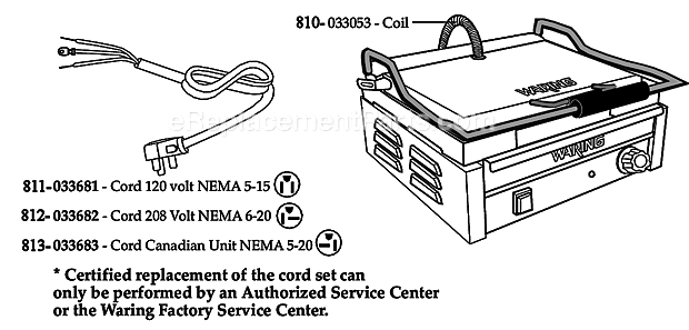 Waring WPG250C Ribbed Grill Page C Diagram