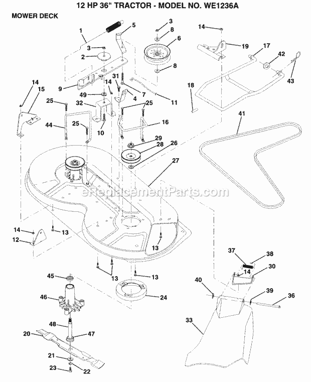 Weed Eater WE1236A (1999 And Before) Lawn Tractor Mower_Deck Diagram