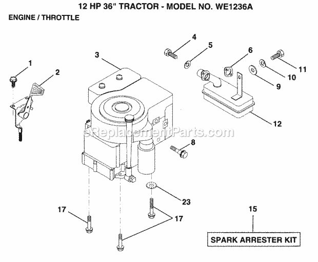 Weed Eater WE1236A (1999 And Before) Lawn Tractor Engine_And_Throttle Diagram