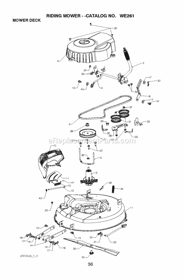 Weed Eater WE261 (2011-02)(96022000801) Lawn Tractor Mower_Deck__Cutting_Deck Diagram